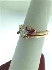 Ruby Lady's Stone & Diamond Ring 5 Diamonds .33 Carat T.W. 14K Yellow Gold 4.4g